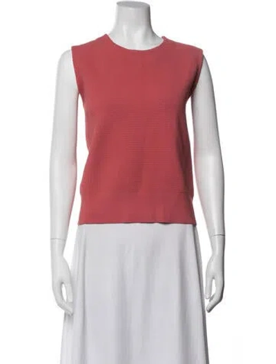 Pre-owned St John Crew Neck Sleeveless Top In Pink