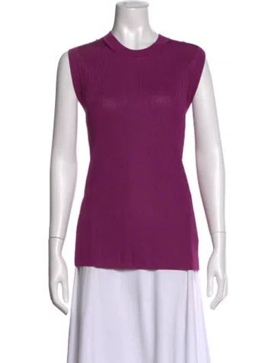 Pre-owned St John Crew Neck Sleeveless Top In Purple