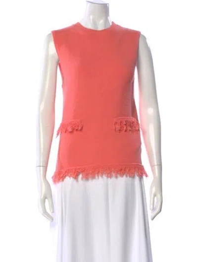 Pre-owned St John Crew Neck Sleeveless Top W/ Tags In Orange