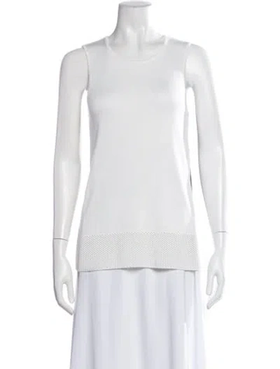 Pre-owned St John Crew Neck Sleeveless Top W/ Tags In White