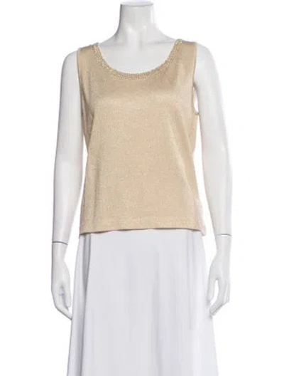 Pre-owned St John Crew Neck Sleeveless Top W/ Tags In White
