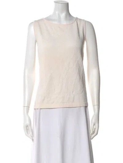 Pre-owned St John Crew Neck Sleeveless Top In White
