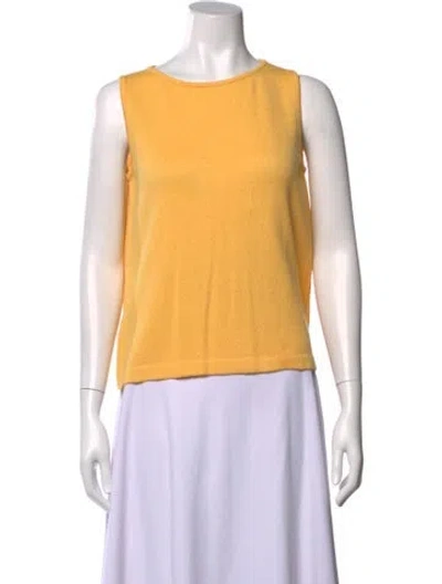 Pre-owned St John Crew Neck Sleeveless Top In Yellow