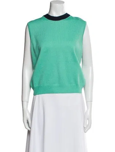 Pre-owned St John Crew Neck Sweater In Green