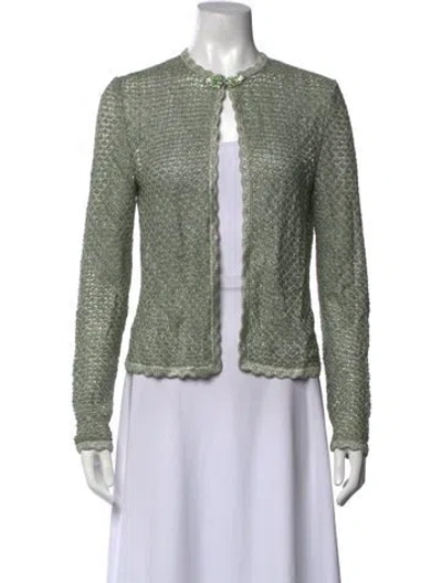 Pre-owned St John Crew Neck Sweater In Green