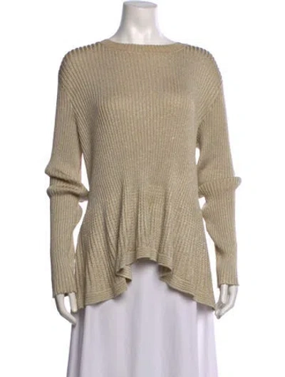 Pre-owned St John Crew Neck Sweater In Metallic/neutrals