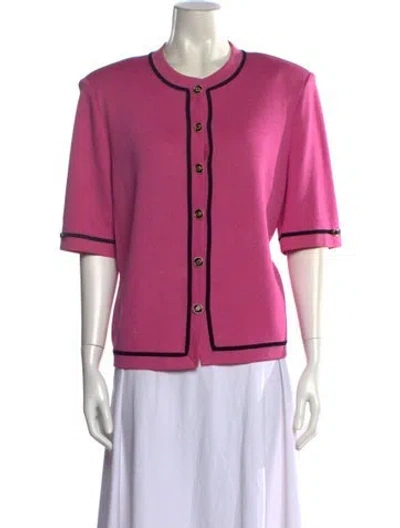 Pre-owned St John Crew Neck Sweater In Pink