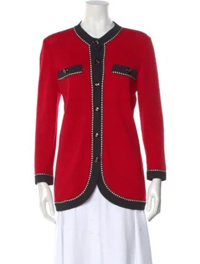 Pre-owned St John Crew Neck Sweater In Red