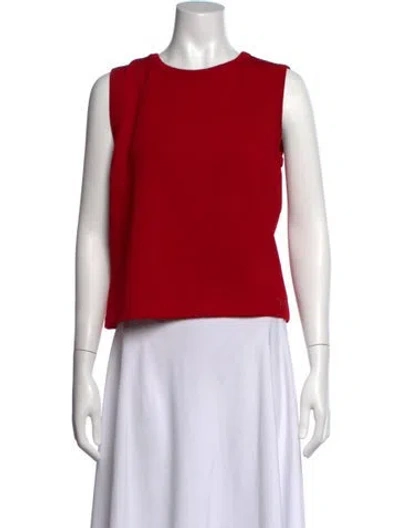 Pre-owned St John Crew Neck Sweater In Red