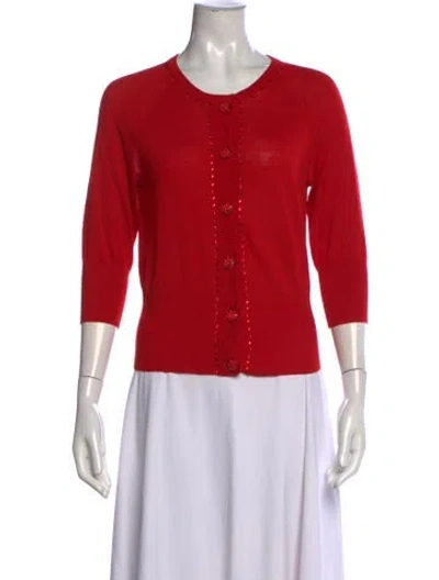 Pre-owned St John Crew Neck Sweater In Red