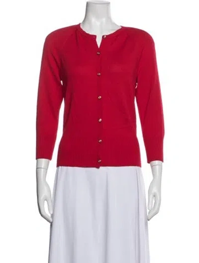 Pre-owned St John Crew Neck Sweater In Red