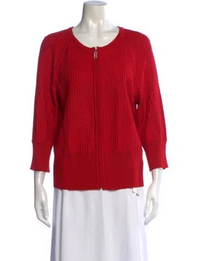 Pre-owned St John Crew Neck Sweater In Red