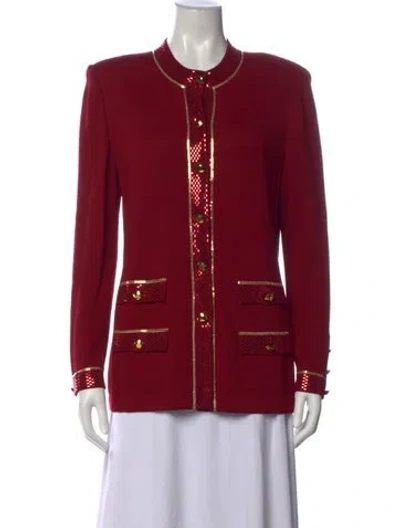 Pre-owned St John Crew Neck Sweater In Red