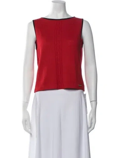 Pre-owned St John Crew Neck Sweater In Red