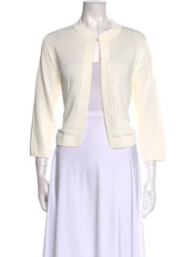Pre-owned St John Crew Neck Sweater In White