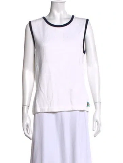 Pre-owned St John Crew Neck Sweater In White