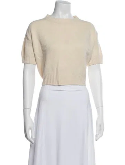 Pre-owned St John Crew Neck Sweater In White