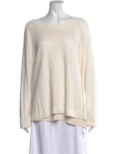 Pre-owned St John Crew Neck Sweater In White