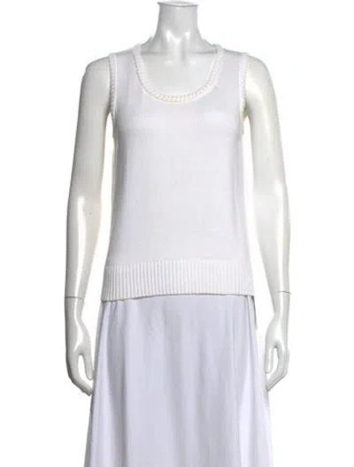 Pre-owned St John Crew Neck Sweater In White