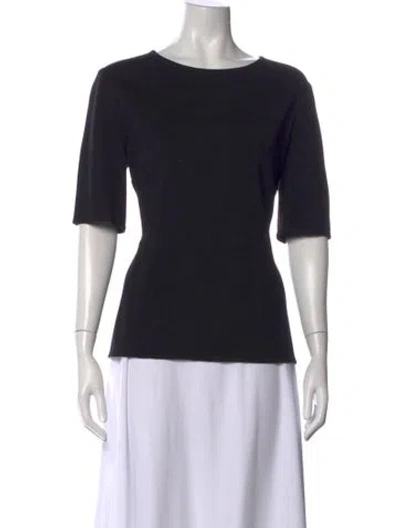 Pre-owned St John Crew Neck Three-quarter Sleeve Top In Black