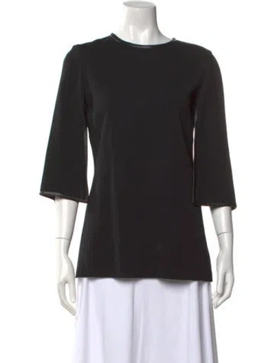 Pre-owned St John Crew Neck Three-quarter Sleeve Top In Black