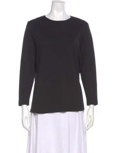 Pre-owned St John Crew Neck Three-quarter Sleeve Top In Gray
