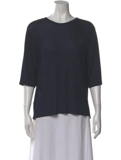 Pre-owned St John Crew Neck Three-quarter Sleeve Top In Gray