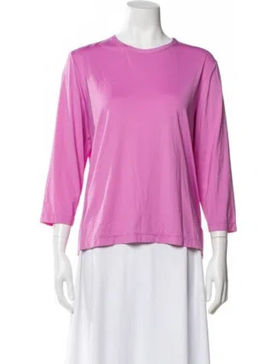 Pre-owned St John Crew Neck Three-quarter Sleeve Top In Pink