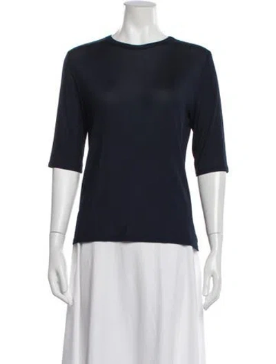 Pre-owned St John Crew Neck Three-quarter Sleeve Top In White