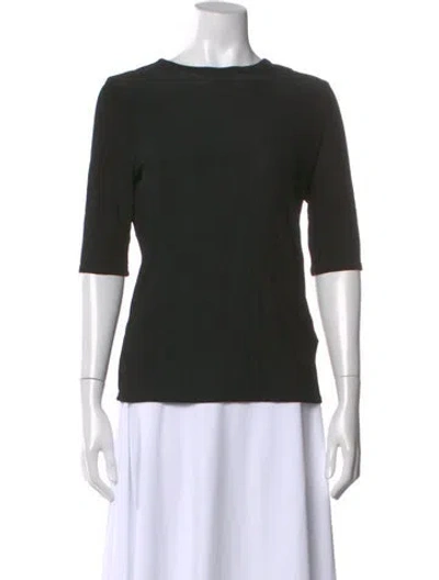 Pre-owned St John Crew Neck Three-quarter Sleeve T-shirt In Black