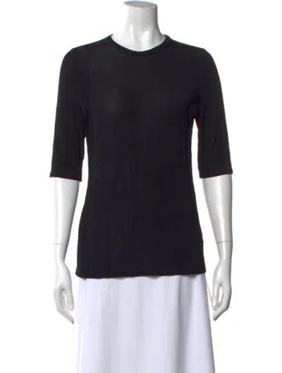 Pre-owned St John Crew Neck Three-quarter Sleeve T-shirt In Black