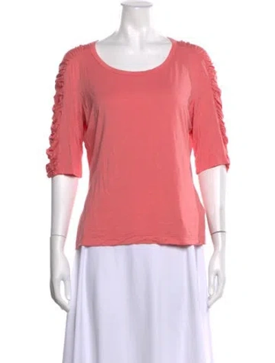 Pre-owned St John Crew Neck Three-quarter Sleeve T-shirt In Pink