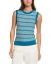 St John St. John Crew Side Placket Wool-blend Tank In Blue