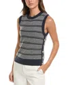 St John St. John Crew Side Placket Wool-blend Tank In Navy