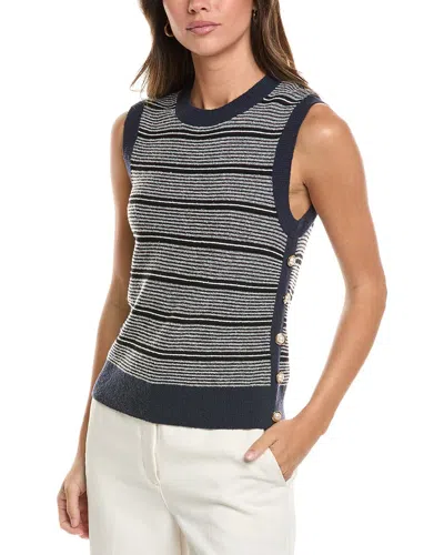 St John St. John Crew Side Placket Wool-blend Tank In Navy