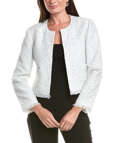 St John St. John Crewneck Edge To Edge Jacket In White