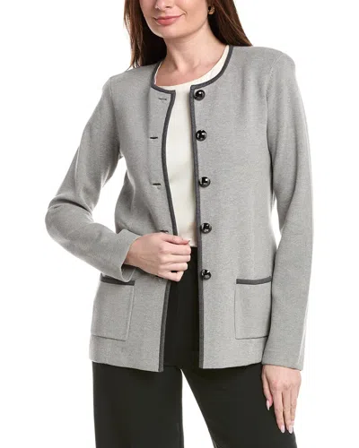 St John St. John Crewneck Spectator Jacket In Grey