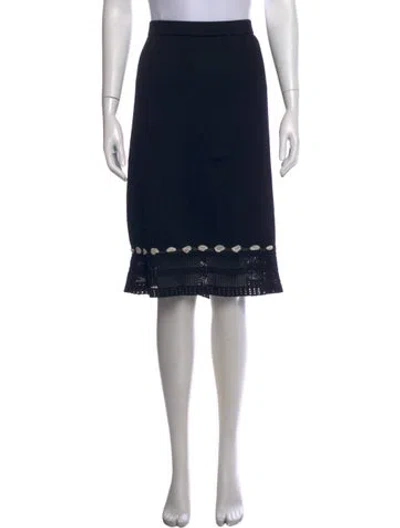 Pre-owned St John Crochet Trim Midi Length Skirt In Black