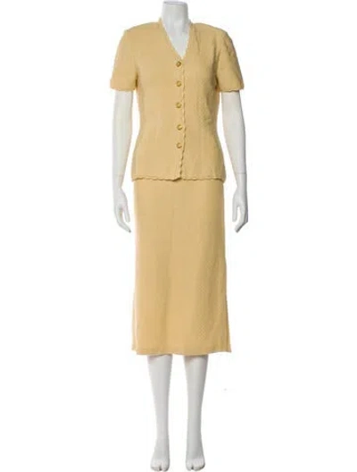 Pre-owned St John Crochet Trim Skirt Set