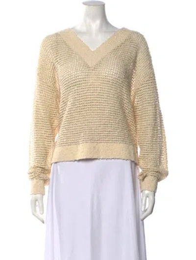 Pre-owned St John Crochet V-neck Top W/ Tags In Gold/metallic