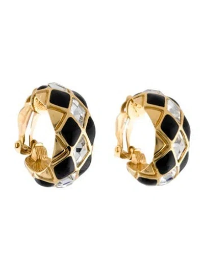 Pre-owned St John Crystal & Enamel Clip-on Earrings In Multi
