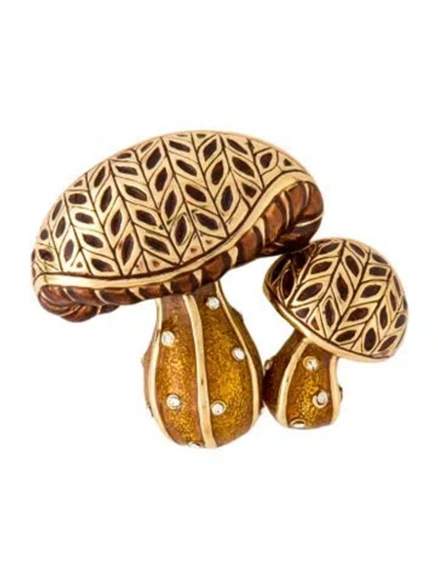 Pre-owned St John Crystal & Enamel Mushroom Brooch In Multi