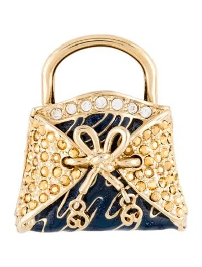 Pre-owned St John Crystal & Enamel Purse Brooch Pin