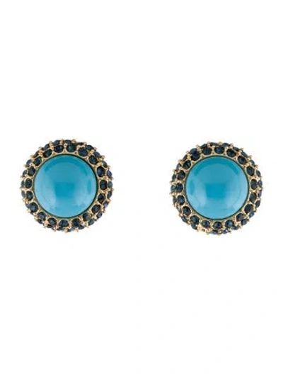 Pre-owned St John Crystal & Resin Clip-on Earrings In Blue