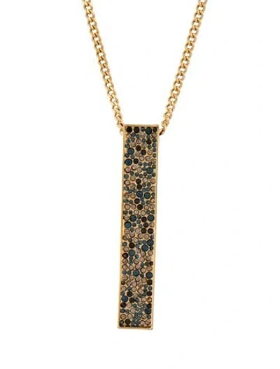 Pre-owned St John Crystal Bar Pendant Necklace, 33" In Multicolor