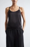 St John St. John Crystal Beaded Strap Liquid Satin Camisole In Black