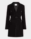 St John St. John Collection Metallic Boucle Belted Longline Jacket In Black