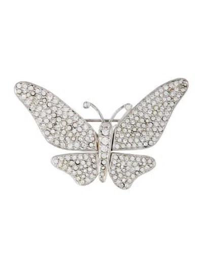 Pre-owned St John Crystal Butterfly Pin Brooch In Clear