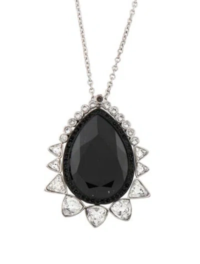 Pre-owned St John Crystal Charm Pendant Necklace In Black
