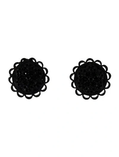 Pre-owned St John Crystal Clip On Earrings In Black